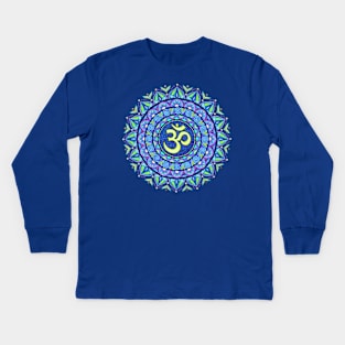 Glowing Om Mandala Kids Long Sleeve T-Shirt